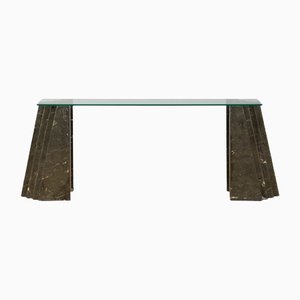 Marble & Glass Console Table in the Style of Carlo Scarpa, Cattelan, Italy, 1970s