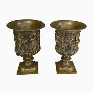Bronze Cassolettes Decorated With Dancing Characters, 1900s, Set of 2