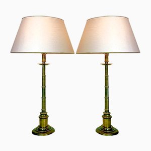 Large Brass Faux-Bamboo Table Lamps, 1960’s., Set of 2