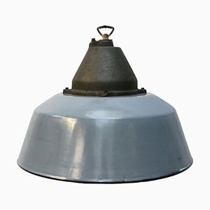 Industrial Grey Enamel & Cast Iron Pendant Lamp