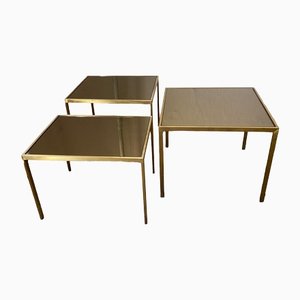 Side Tables with Mirrored Glass Plates, Set of 3