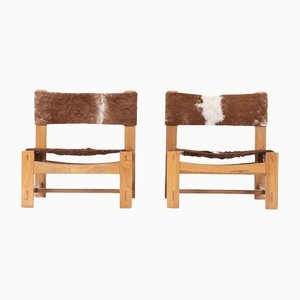 Stühle aus Ulmenholz & Leder von Maison Regain, 1980er, 2er Set