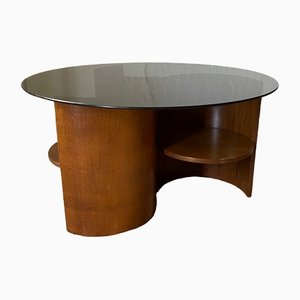 Mid-Century Italian Glass and Wood Side Table