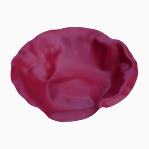 Rote Sarria Schale aus gebürstetem Metall von Lluis Clotet für Alessi