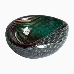 Murano Glass Bullicante and Filigrana Bowl, 1950s