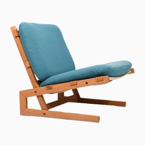 Danish Oak Easy Chair with Leather Details, 1960s