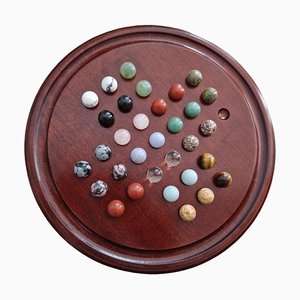 Vintage Solitire Game With Gemstones Spheres, Set of 32