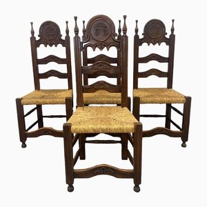 Chaises de Salle à Manger Renaissance Antiques, Italie, 1800s, Set de 4