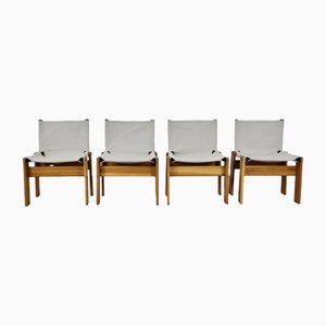 Monk Dinning Chairs by Afra & Tobia Scarpa for Molteni, 1970s, Set of 4