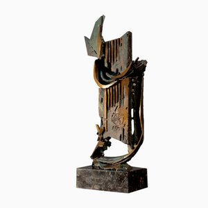 Aldo Caron, moderne abstrakte Skulptur, Bronze & Marmor
