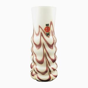 Vase Étiqueté en Verre Opalin de Opaline Florence, Italie, 1970s