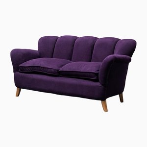 Mid-Century 2-Sitzer Sofa aus violettem Samt, 1950er