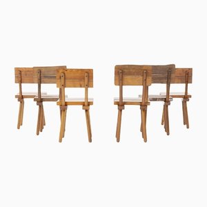 Brutalistische Stühle aus Ulmenholz, 1950er, 6er Set