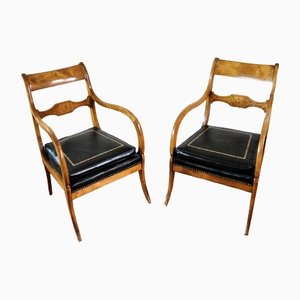 Vintage Biedermeier Armchairs, Set of 2