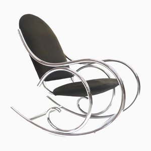 Rocking Chair Mid-Century en Chrome et Tissu, 1970s