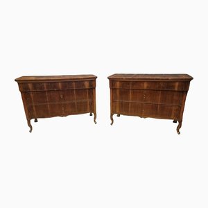 Empire Commodes in Tuscan Walnut, 1840s, Set of 2
