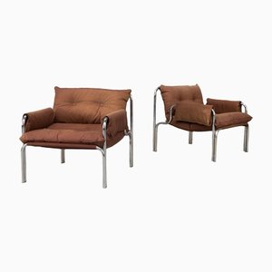 Tubular Steel Lounge Chairs by Wim Ypma for Riemersma, 1970s, Set of 2