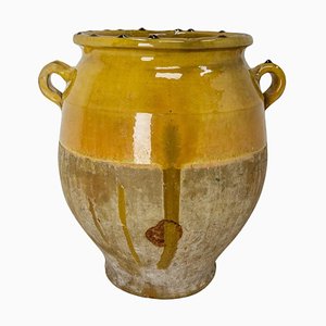 19th Century French Terracotta Confit Pot Yellow Glaze