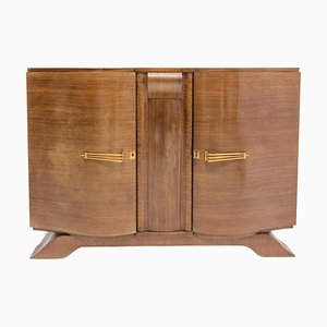 Art Deco French Walnut Buffet Credenza Two Doors Cabinet, 1930s