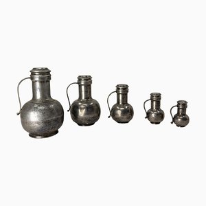 Series of Tin Pitchers, France, 1700s, Set of 5