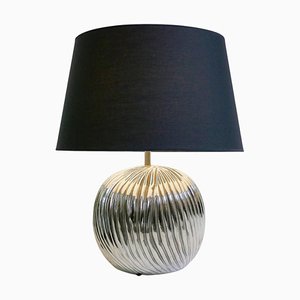 Silver Ceramic Table Lamp, Italy, 1970s