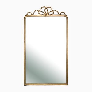 Large Antique Mirror with Bow Crest