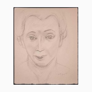 Rymond Veysset, retrato de mujer, dibujo original, mediados del siglo XX