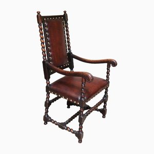 Oak and Leather Armchair