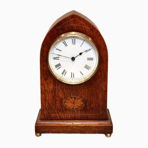 Oak and Inlay Lancet Top Mantel Clock