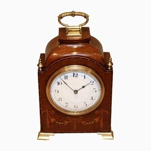 Horloge de Cheminée Édouardienne en Acajou et Marqueterie