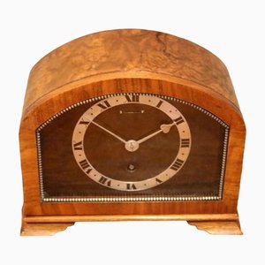 Burr Walnut Arch Top Mantel Clock