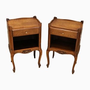 French Oak Bedside Cabinets, Set of 2