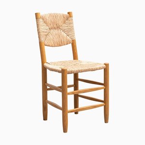 Mid-Century Wood Rattan N.19 Chair attributed to Charlotte Perriand