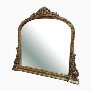 Viktorianischer Spiegel mit Rahmen aus geschnitztem & vergoldetem Holz