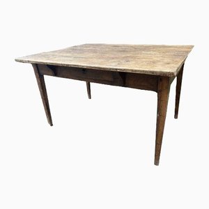 Antique French Refectory Pine & Cherry Dining Table, 1850s