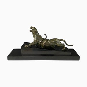 Art Deco Bronze Panther by Ganhu Gantcheff, 1930s