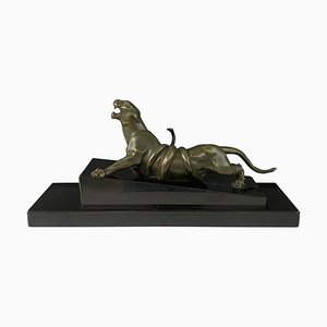 Art Deco Panther aus Bronze von Ganhu Gantcheff, 1930er