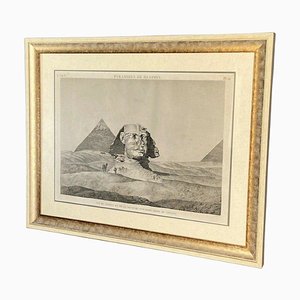 Pyramiden von Memphis, Blick auf die Sphinx, 19. Jh., Gravur, gerahmt
