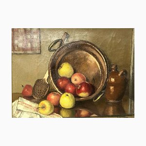 Gabriel Demel, Bodegón con frutas, 1950, óleo sobre lienzo, enmarcado