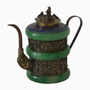 Chinese Teapot with Monkey Decor and Cloisonne Toad