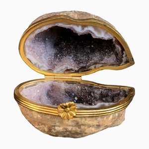 Montierte Bronze Amethyst Geode Box, 19. Jh