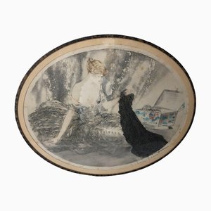 Louis Icart, Woman Has the Malle, década de 1900, grabado, enmarcado