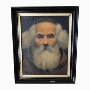 Paul Emile Sautai, Portrait of Veillard Monk, 19th-Century, Oil on Cardboard, Framed