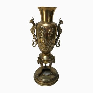 Bronze Vasen mit Blumendekor, China oder Indochina, 1800er, 2er Set