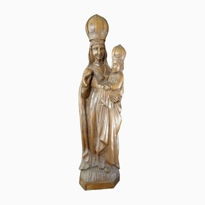 JC, Vierge à l'Enfant, Fin des années 1800, Statue en Bois