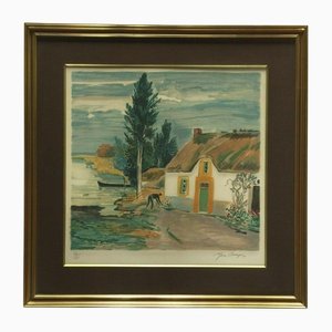 Yves Brayer, Camargue Landscape & House, 20. Jh., Lithographie