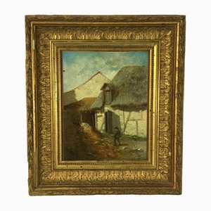 Francis Blin, Paysage avec Ferme, Fin 1800s, Huile sur Toile, Encadrée