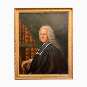 Portrait eines Richters in Bibliothek, 18. Jh., Öl auf Leinwand, gerahmt