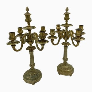 Candelabros estilo Luis XVI de bronce. Juego de 2