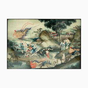 Combat Scene Fixed Under Glass with Original Frame, China
